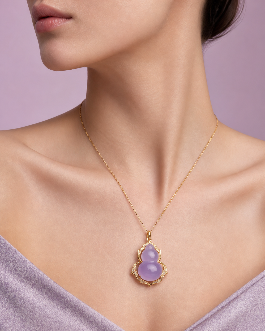 Lavender-pink natural Feicui ring from the Spring Veil collection