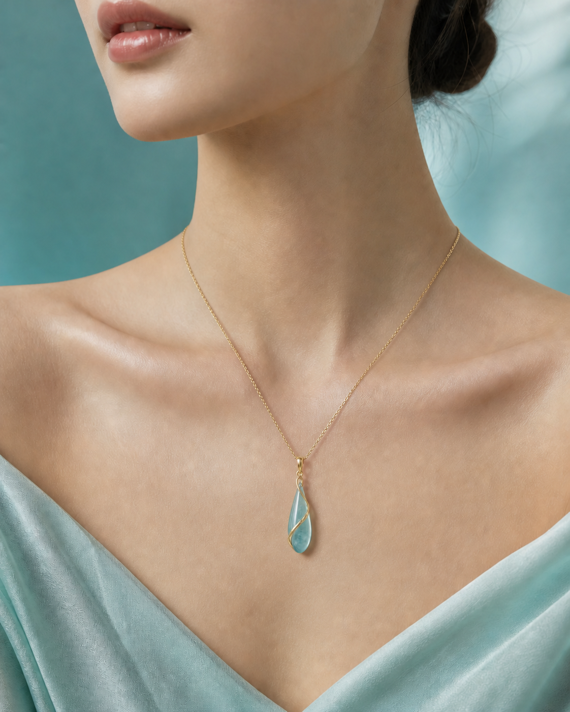 Blue-green natural Feicui ring from the Serene Sea collection