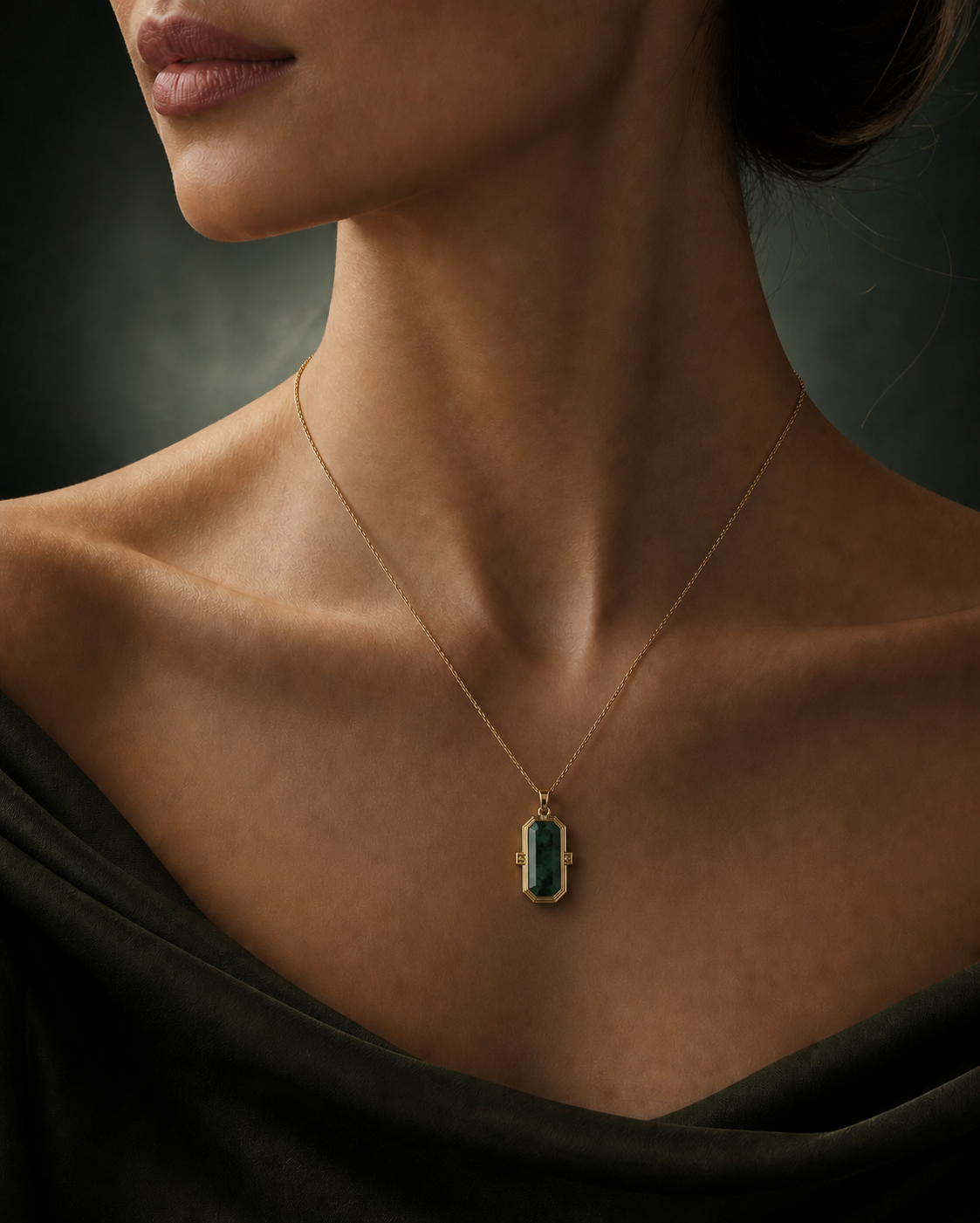 Deep green-black natural Feicui ring from the Night Mist collection
