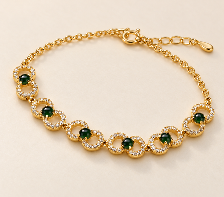 Jade Garden Circle Garland Round Jadeite Bracelet